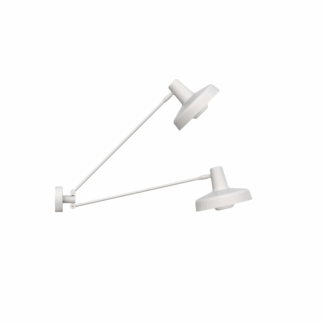 Biały kinkiet Arigato Palace do salonu z podwójnym, ruchomym ramieniem