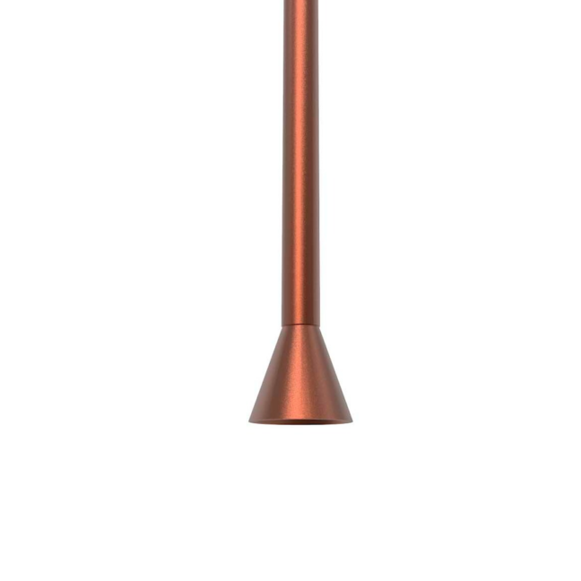 Brązowa lampa sufitowa Raluca LED o wysokości 100 cm z pionową rurką i stożkowym kloszem