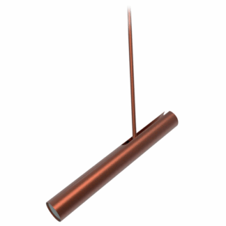 Wisząca brązowa lampa sufitowa Rhoda z eleganckim, regulowanym reflektorkiem