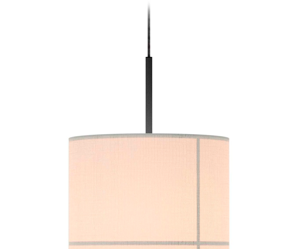 Cylindryczna kremowa lampa wisząca Rania 38 z kratkowanym wzorem