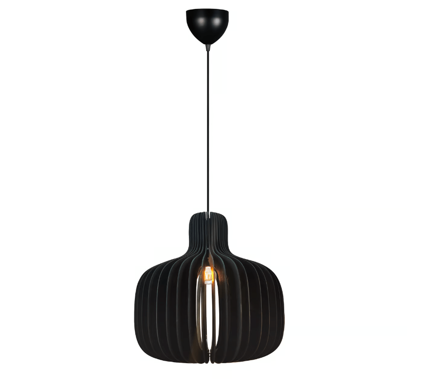 Ozdobna lampa wisząca Hazo z czarnego drewna o średnicy 43 cm