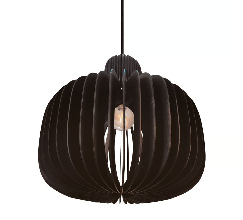 Ozdobna lampa wisząca Hazo z czarnego drewna o średnicy 43 cm