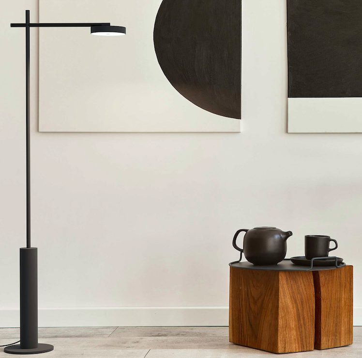 Czarna nowoczesna lampa podłogowa LED Rafaela by Robin