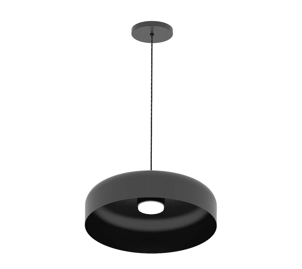 Wisząca lampa Rea by Robin z płaskim czarnym kloszem