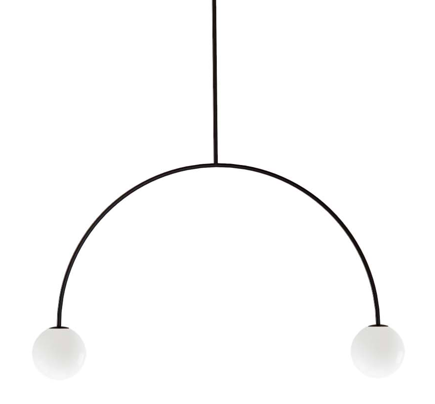 Czarna wisząca lampa Riga 50 z kulami na łuku