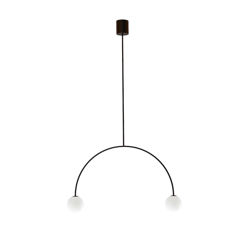 Czarna wisząca lampa Riga 50 z kulami na łuku