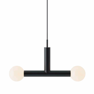 Czarna wisząca lampa Rigoberta Trio z dwiema szklanymi kulami
