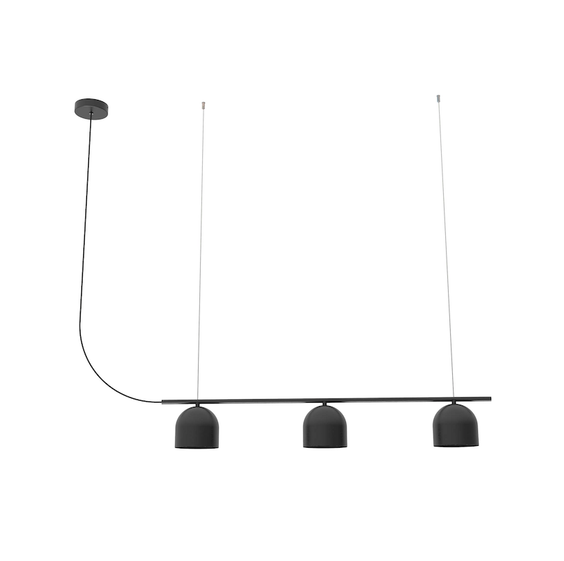 Czarna, szeroka lampa wisząca nad blat Rio 3