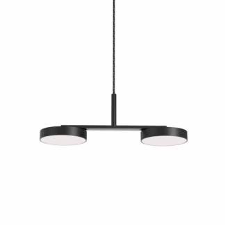 Czarna, nowoczesna lampa wisząca Rafaela Duo LED w płaskim designie Robin