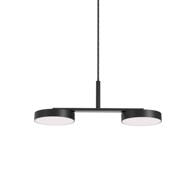 Czarna, nowoczesna lampa wisząca Rafaela Duo LED w płaskim designie Robin