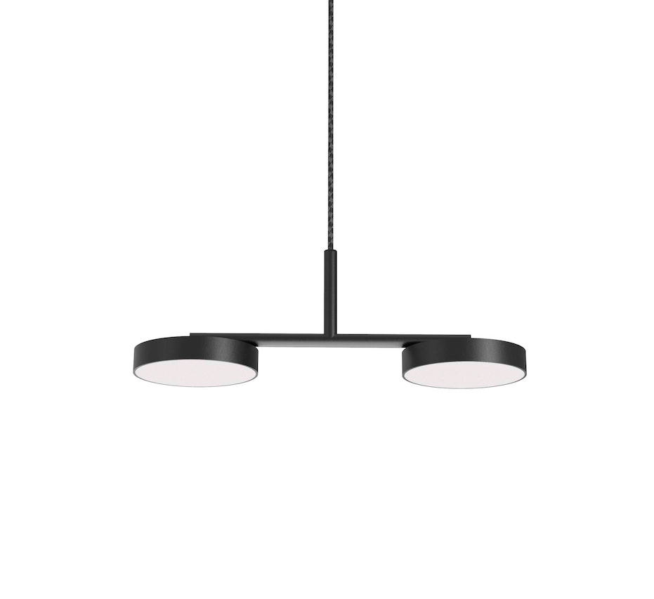 Czarna, nowoczesna lampa wisząca Rafaela Duo LED w płaskim designie Robin