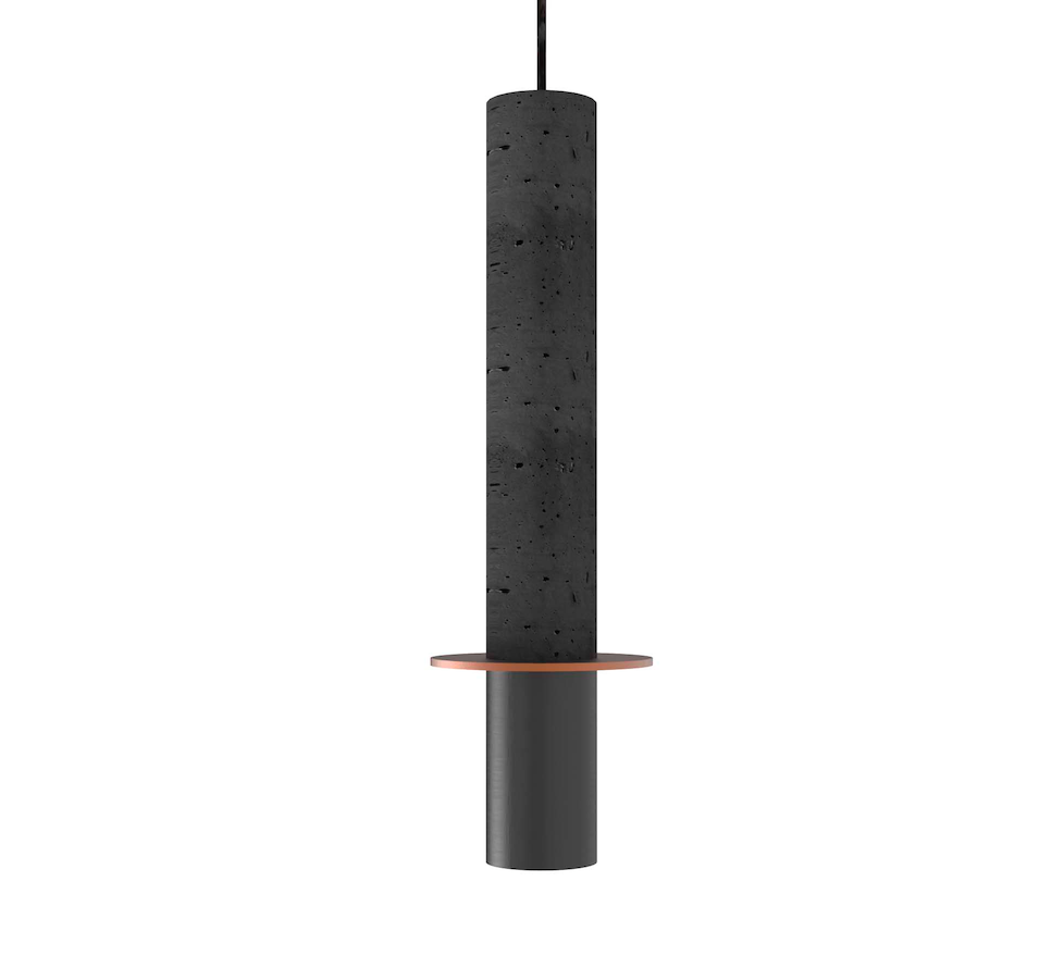 Czarna betonowa tuba Rita z brązowym pierścieniem