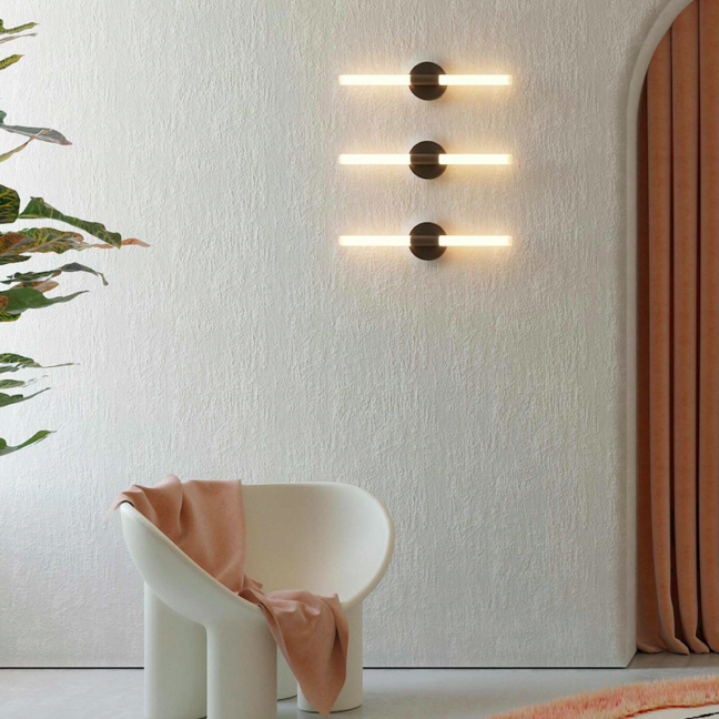 Czarny kinkiet do salonu Roos LED akrylowe tuby 3000K