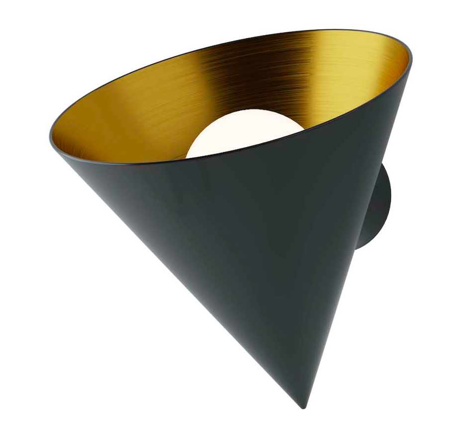 Czarny kinkiet w kształcie stożka Rubi Robin