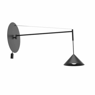 Czarny wiszący kinkiet na ramieniu Roma 60 w kształcie stożka