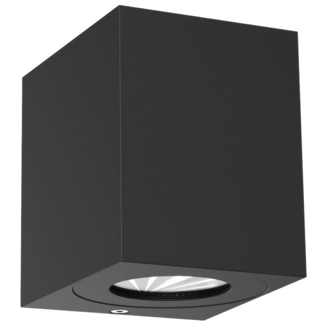 Czarny aluminiowy kinkiet Canto Kubi 2 z wbudowanym oświetleniem LED i klasą szczelności IP44