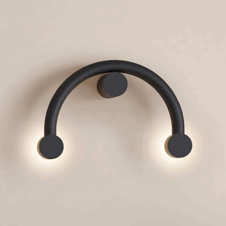 Czarny łukowaty kinkiet Rigoberta Curved z dwiema diodami LED