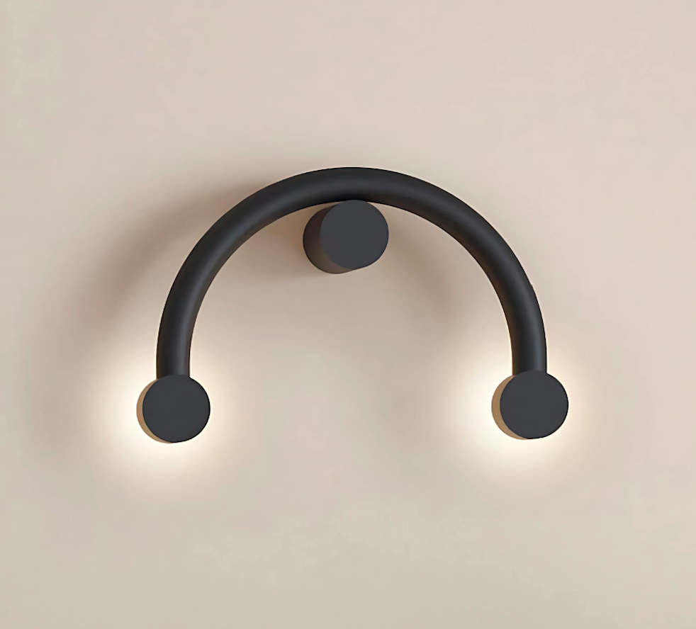 Czarny łukowaty kinkiet Rigoberta Curved z dwiema diodami LED