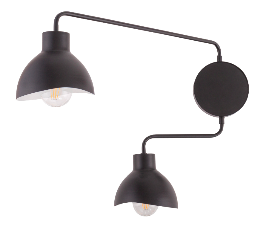 Czarny podwójny kinkiet Etherea 2 z regulowanymi ramionami