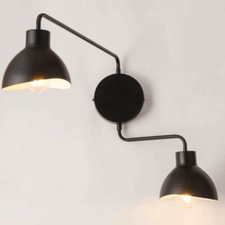 Czarny podwójny kinkiet Etherea 2 z regulowanymi ramionami