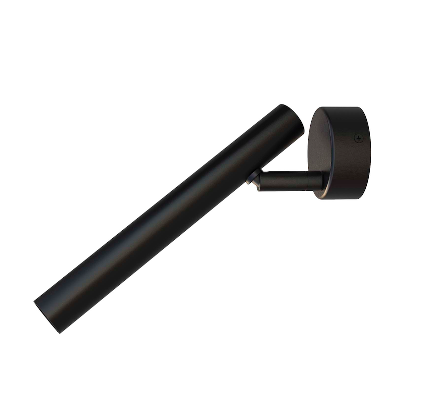 Czarny, elegancki kinkiet Rui LED do sypialni z ruchomą tubą do czytania