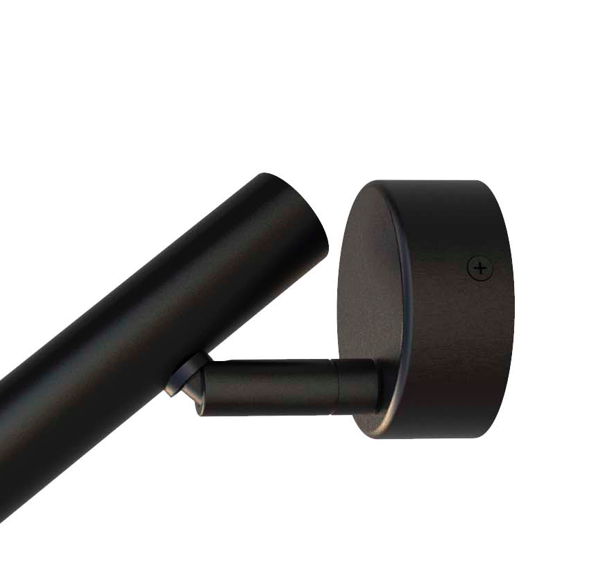 Czarny, elegancki kinkiet Rui LED do sypialni z regulowaną tubą do czytania