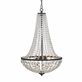 Czarny, elegancki żyrandol Island o średnicy 40 cm z wiszącymi kryształkami