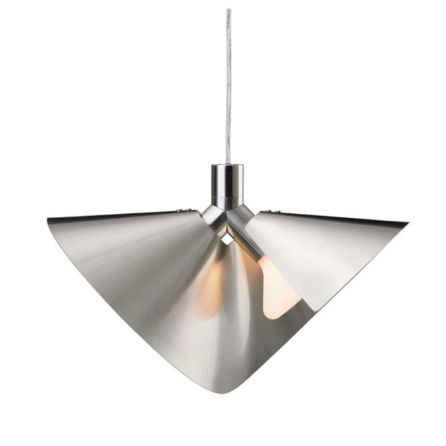 Stylowa lampa wisząca Peel w srebrnym odcieniu ze stali nierdzewnej