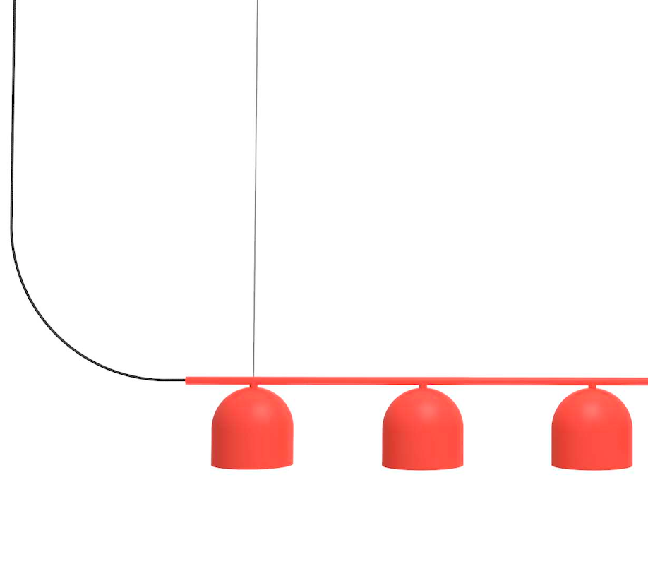 Liniowa, wisząca lampa Rio 5 w kolorze terracotta