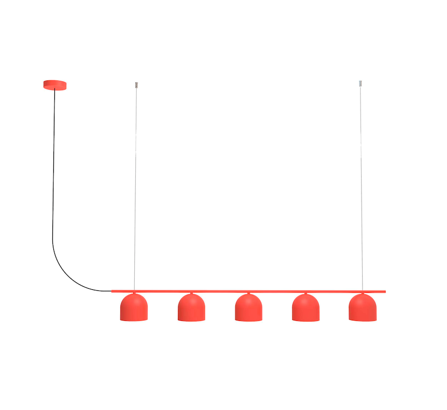 Liniowa, wisząca lampa Rio 5 w kolorze terracotta