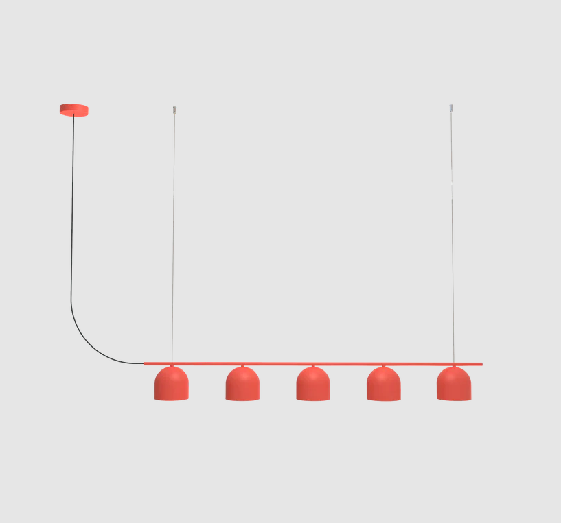 Liniowa, wisząca lampa Rio 5 w kolorze terracotta