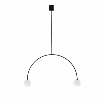 Stylowa lampa wisząca Riga 80 – czarny łuk z kulistymi kloszami