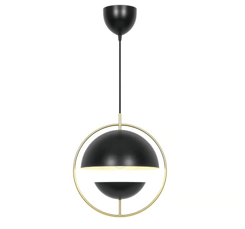 Stylowa lampa wisząca Tavia z dwoma okrągłymi kloszami, które efektownie rozpraszają światło