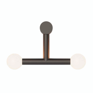 Geometryczny kinkiet Rigoberta Trio Noir z dwiema opalowymi kulami