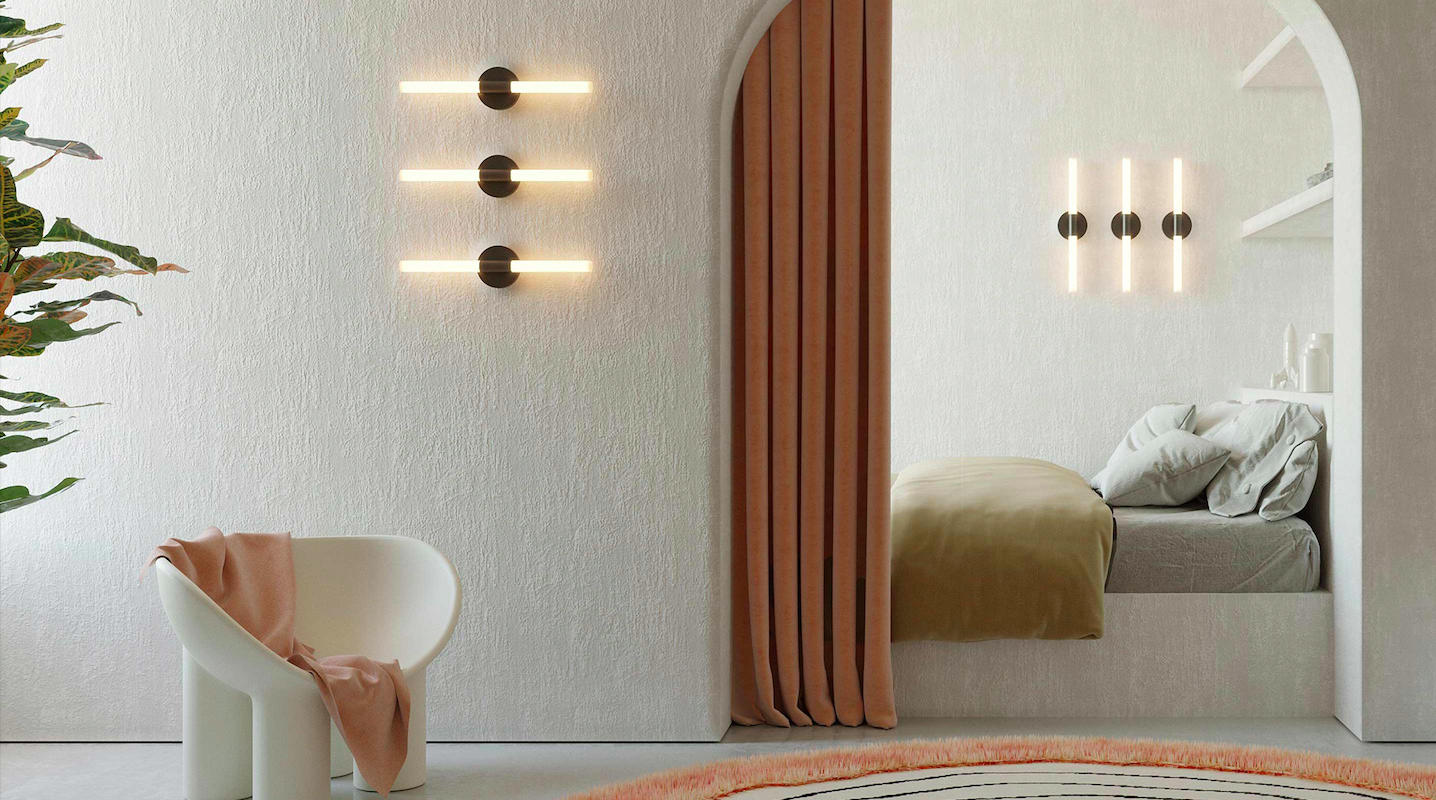 Złoty podłużny kinkiet Roos LED w formie akrylowej tuby, barwa światła 3000K