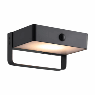 Zewnętrzny kinkiet Saulio z czujnikiem ruchu i klasą szczelności IP44, idealny przy drzwiach wejściowych