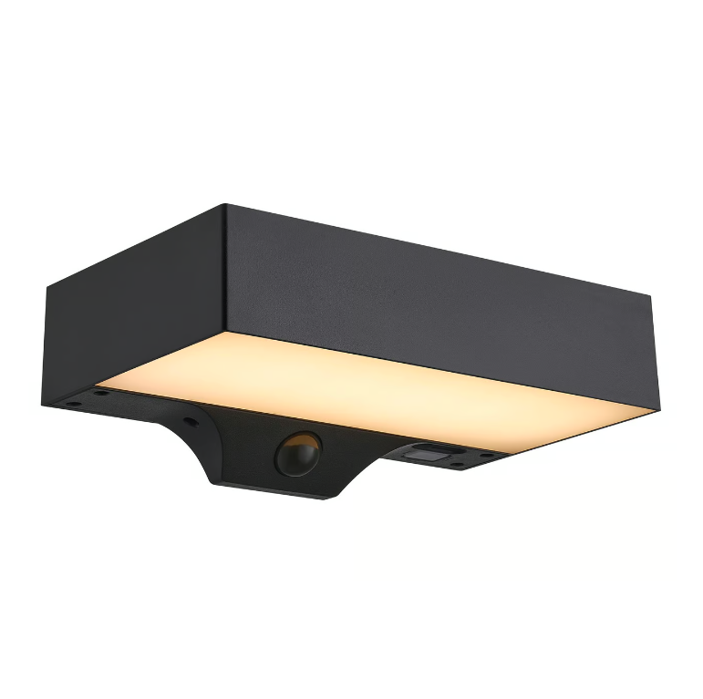 Kinkiet Monay Square z panelem solarnym i czujnikiem ruchu, odporny na warunki atmosferyczne dzięki klasie szczelności IP44