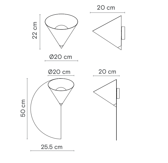 Czarny kinkiet w kształcie stożka Rubi Robin
