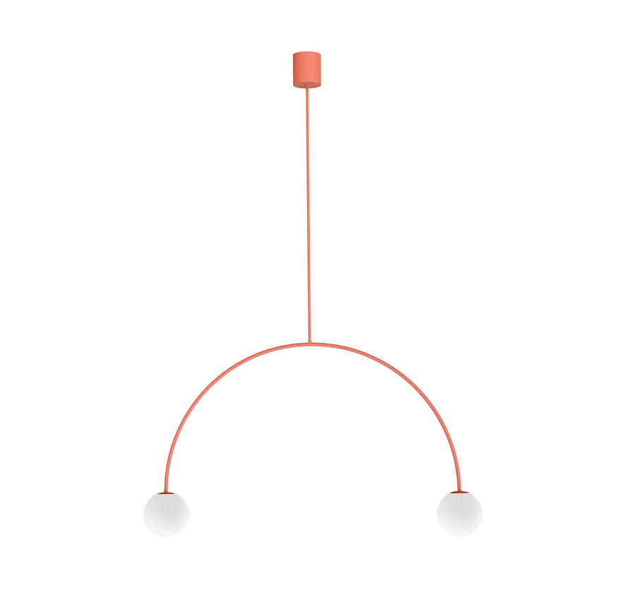 Ceglasta wisząca lampa Riga 80 w kształcie koralowego łuku z kloszami