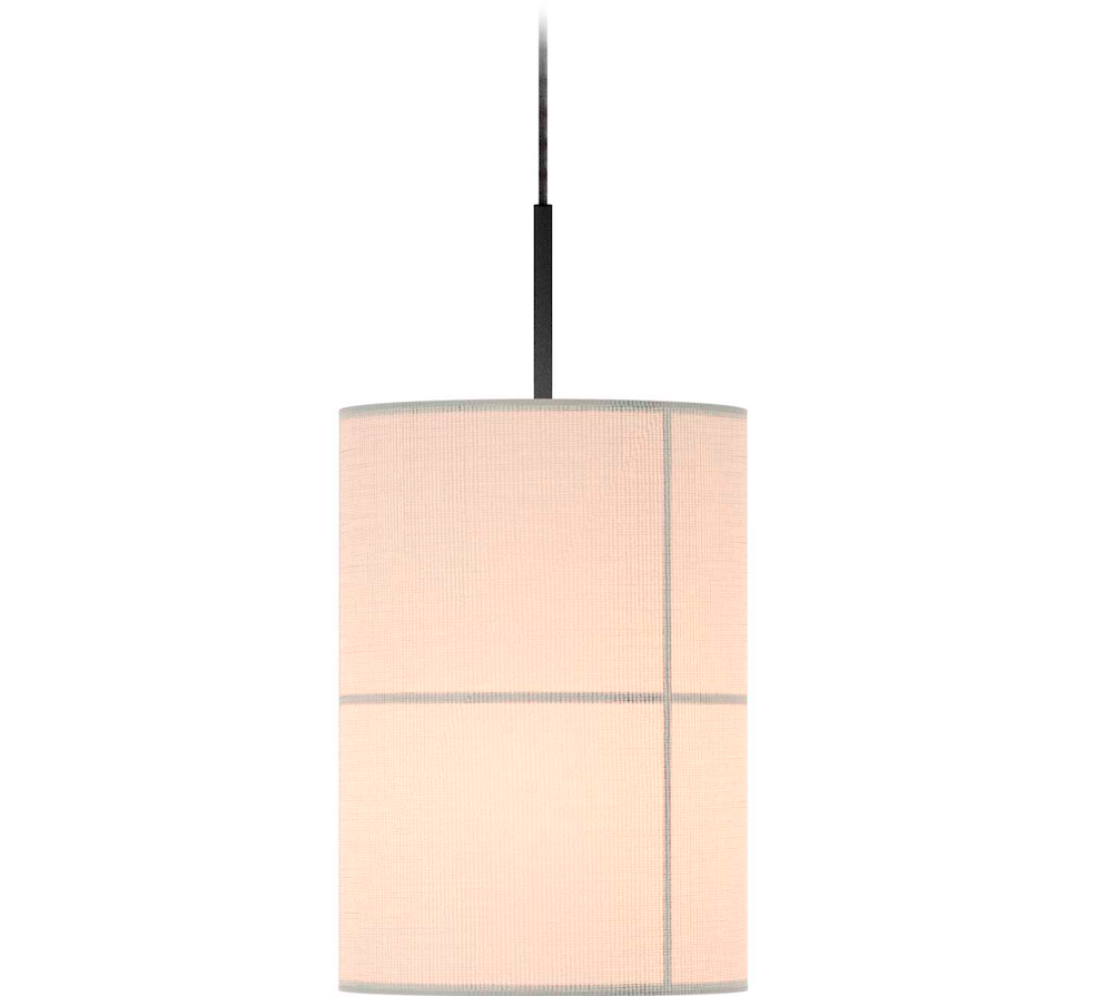 Kremowa wisząca lampa Rania 28 z abażurem w kratkę