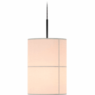 Kremowa wisząca lampa Rania 28 z abażurem w kratkę