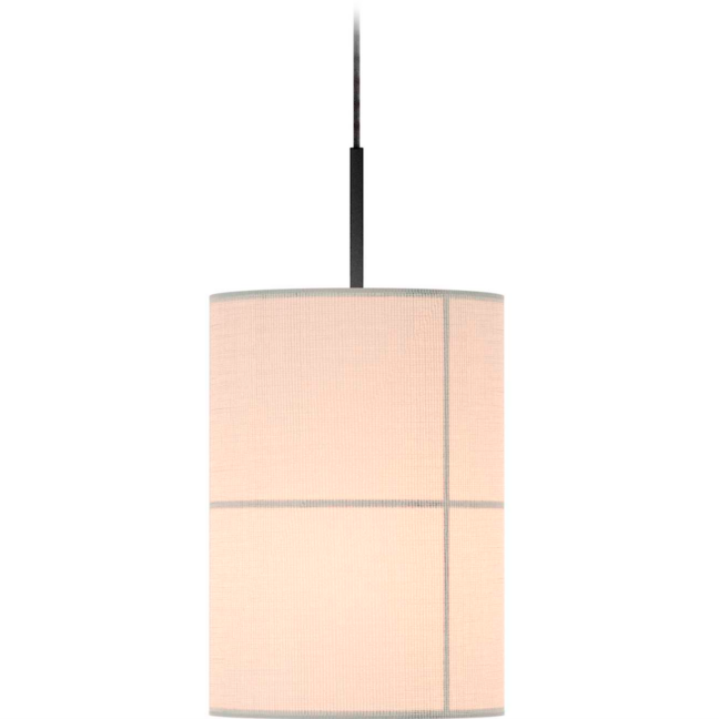 Kremowa wisząca lampa Rania 28 z abażurem w kratkę