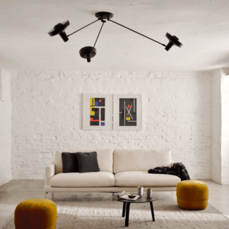 Stylowa czarna lampa sufitowa Arigato P3 z trzema źródłami światła