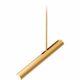 Wisząca lampa sufitowa Rhoda w formie smukłej, złotej tuby