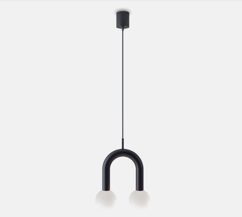 Lampa sufitowa Rigoberta z ozdobnymi kulkami na eleganckim łuku Super Curved