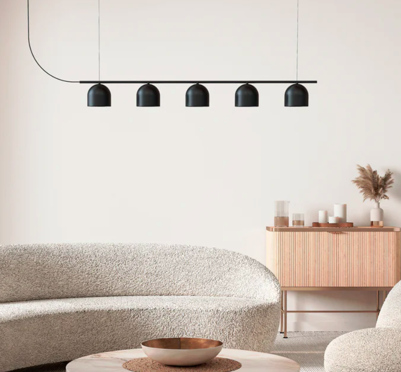 Biała potrójna lampa wisząca Rio 3 do montażu nad wyspą