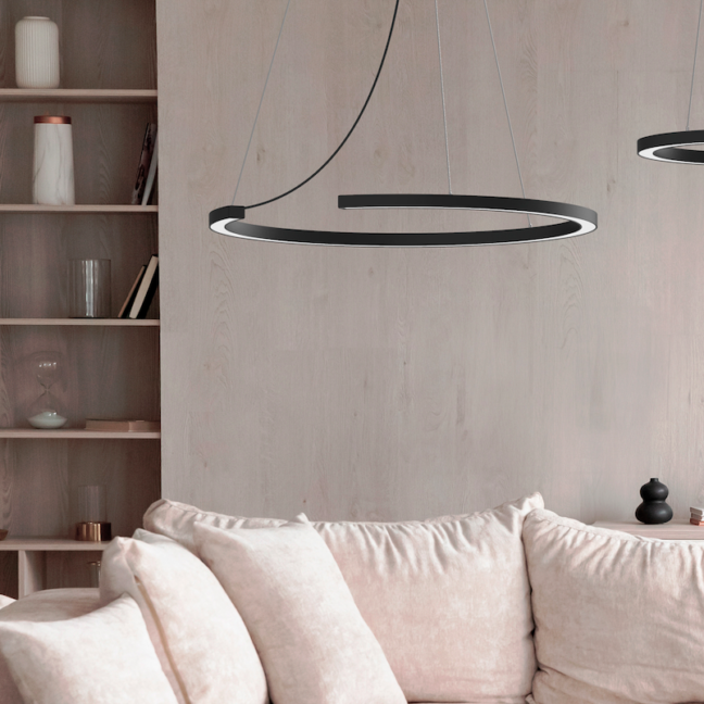 Elegancka, wisząca lampa pierścieniowa Roberta 80 LED Robin o barwie światła 3000K