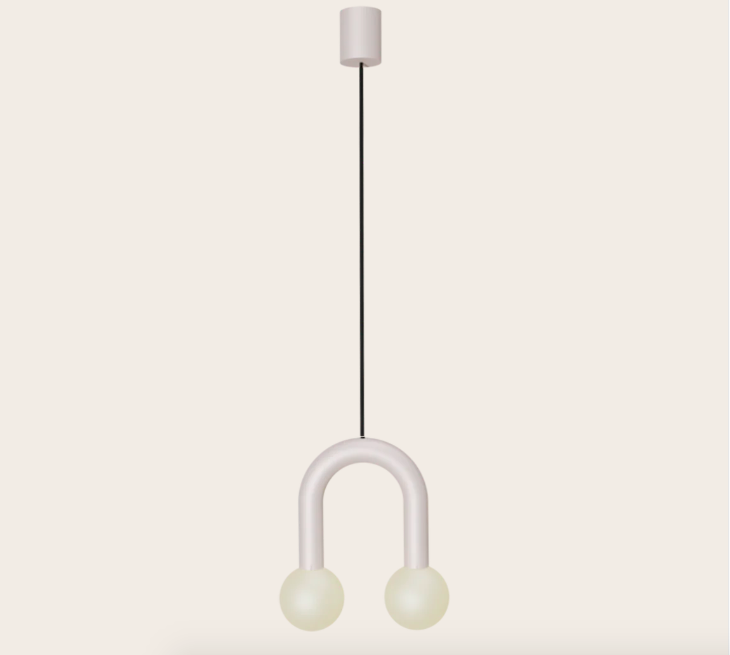 Wisząca lampa wykonana z białych rurek Rigoberta Super Curved