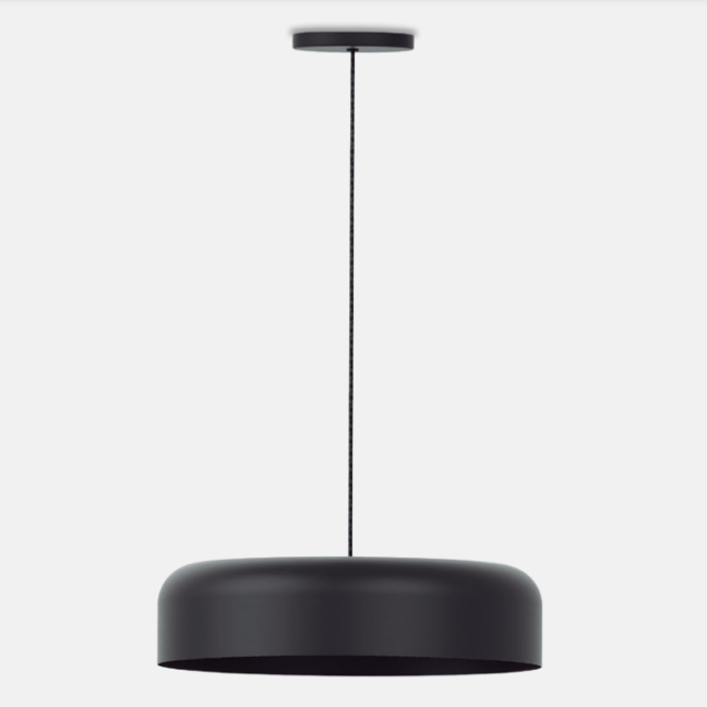 Wisząca lampa Rea by Robin z płaskim czarnym kloszem