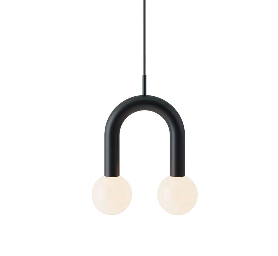 Lampa sufitowa Rigoberta z ozdobnymi kulkami na eleganckim łuku Super Curved